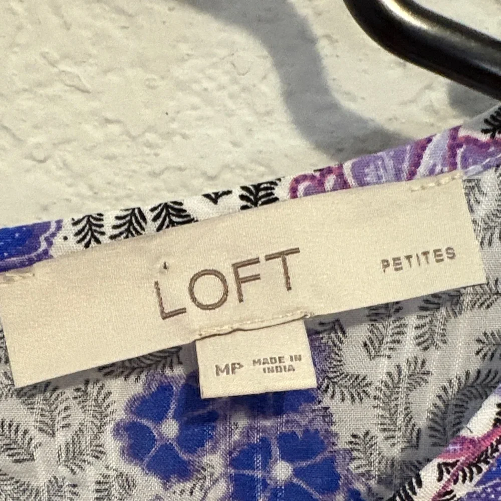 Loft Elegant purple Floral Puff Sleeve Blouse MP